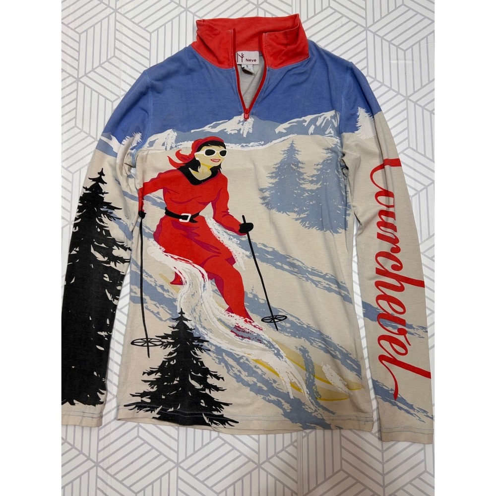 Neve Women's size Small Silk Merino Wool Base Layer Top Retro Skier Apres Ski a1 - Picture 8 of 9